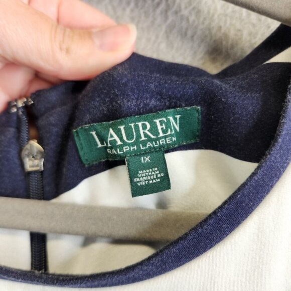 Lauren Ralph Lauren Dress Womens 1X Blue White Striped Coastal Vacation Resort - Picture 12 of 15